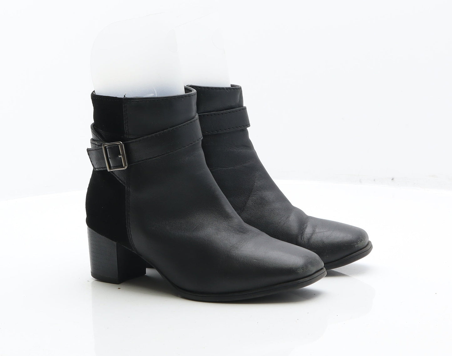 Preworn Womens Black Leather Bootie Boot UK 3