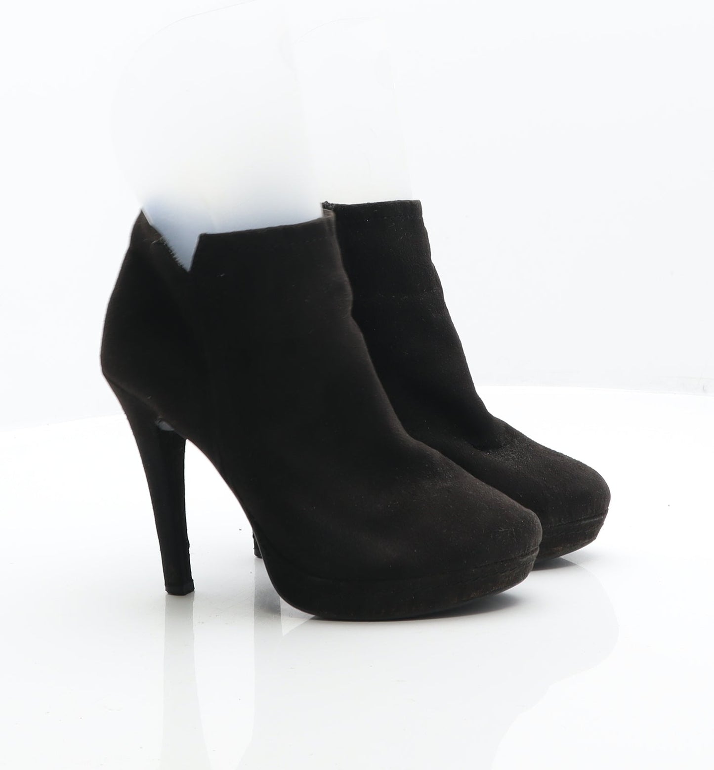 Preworn Womens Black Leather Bootie Boot UK 3 36