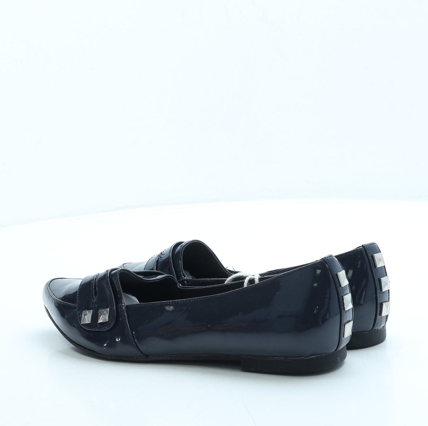 Preworn Womens Blue Patent Leather Loafer Flat UK 6.5 40