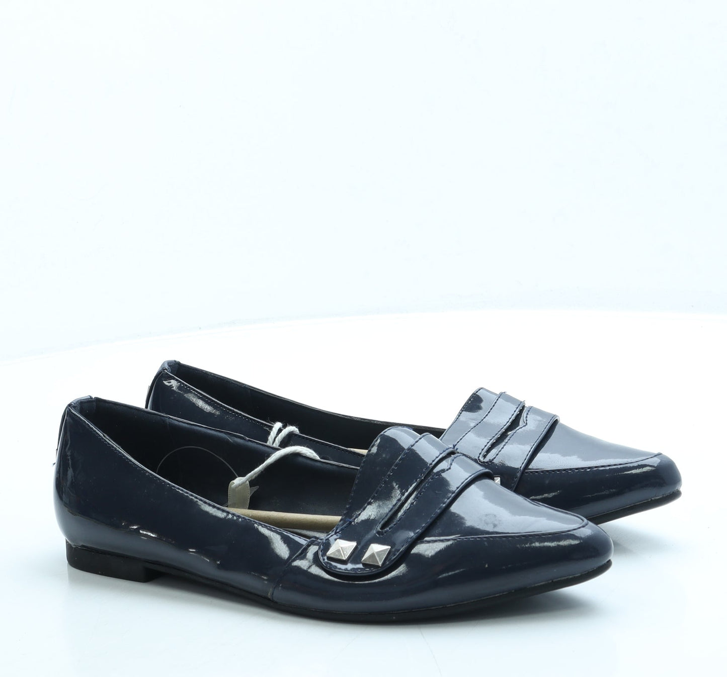 Preworn Womens Blue Patent Leather Loafer Flat UK 6.5 40