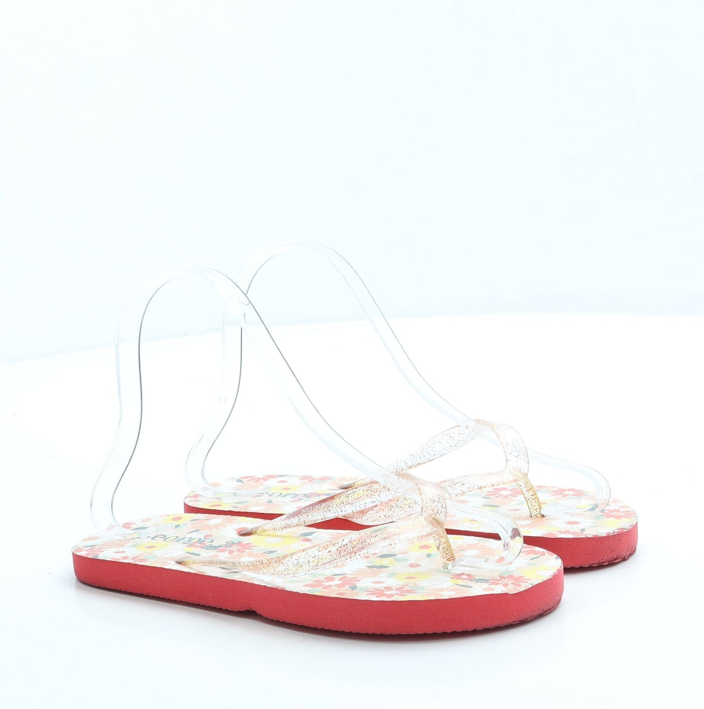 George Girls Pink Floral Rubber Thong Sandal UK 3 36