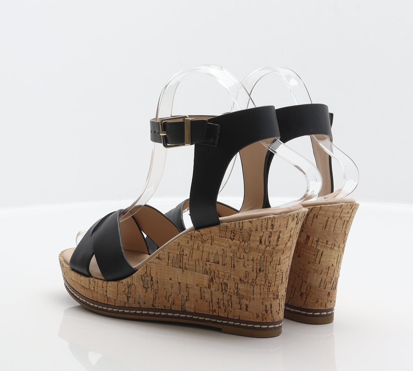 F&F Womens Black Synthetic Strappy Heel UK 3 36