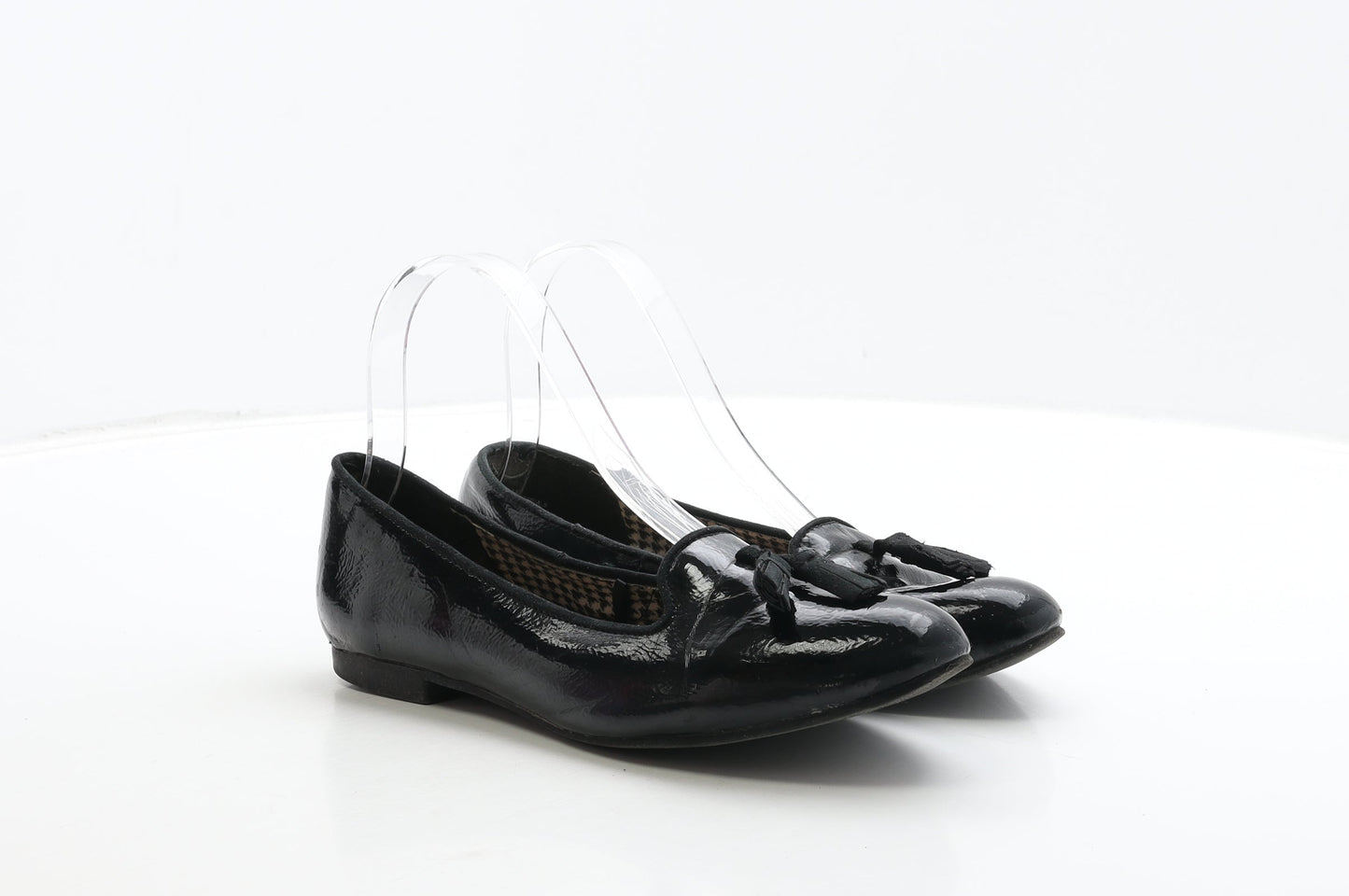 George Womens Black PVC Loafer Flat UK 4 37