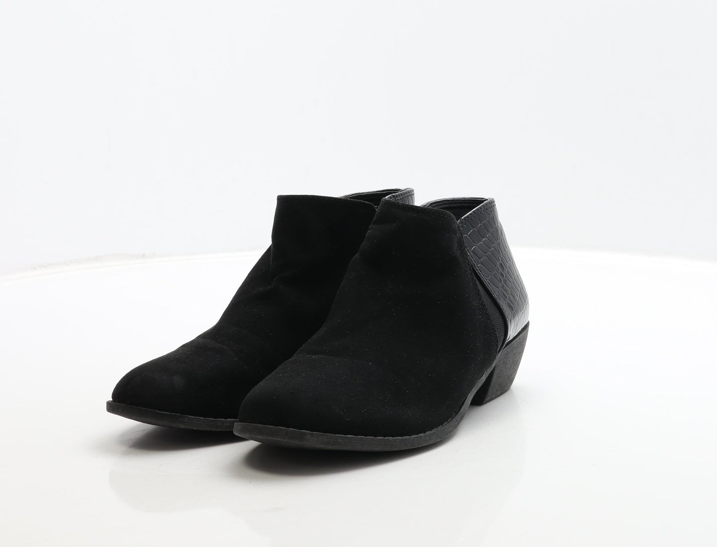 Atmosphere Womens Black Animal Print Suede Chelsea Boot UK 4 37