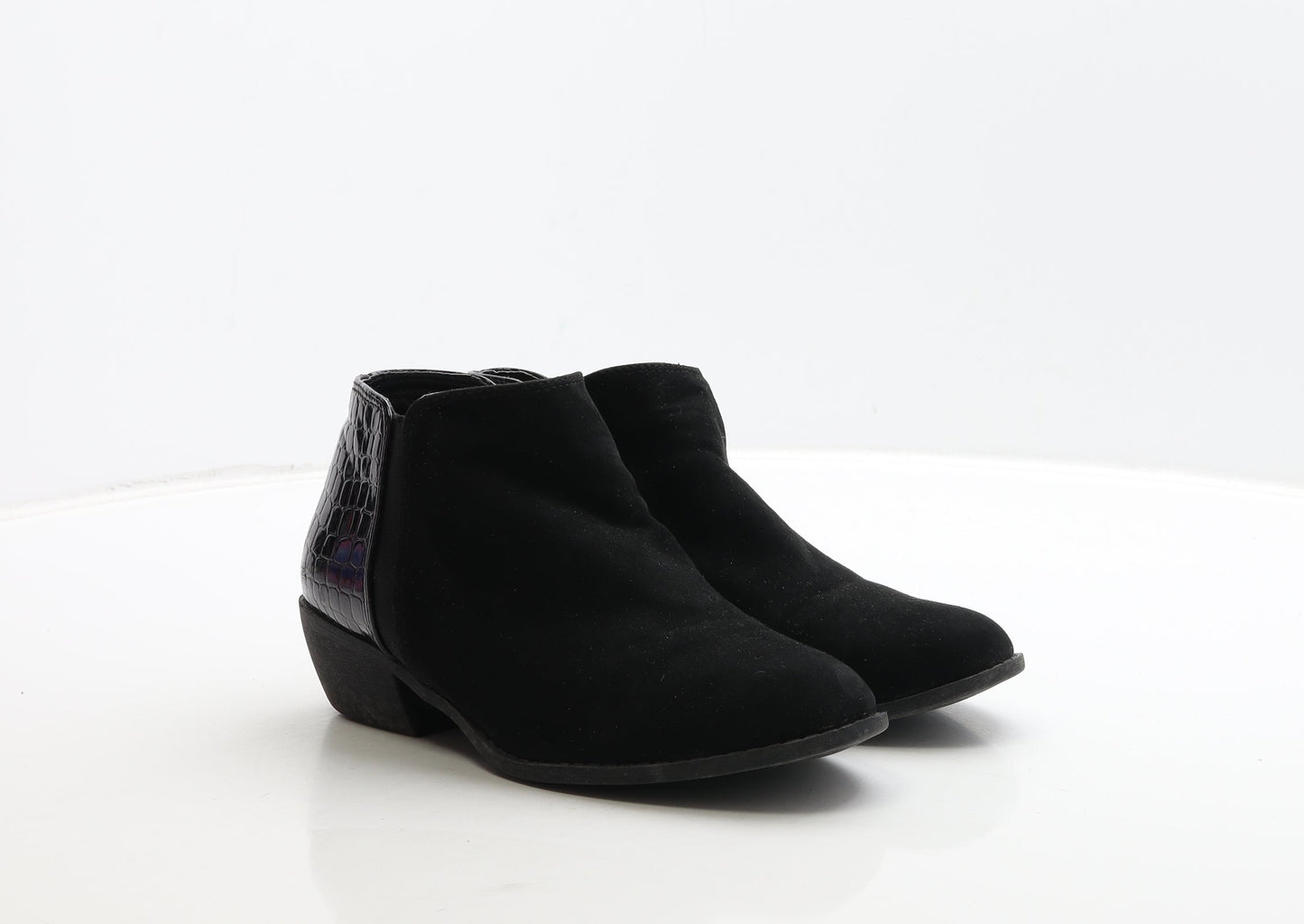 Atmosphere Womens Black Animal Print Suede Chelsea Boot UK 4 37