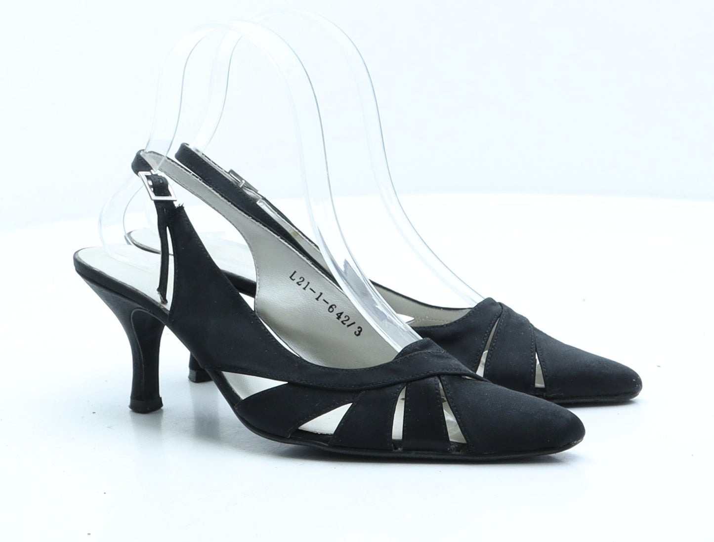 Preworn Womens Black Synthetic Slingback Heel UK 3