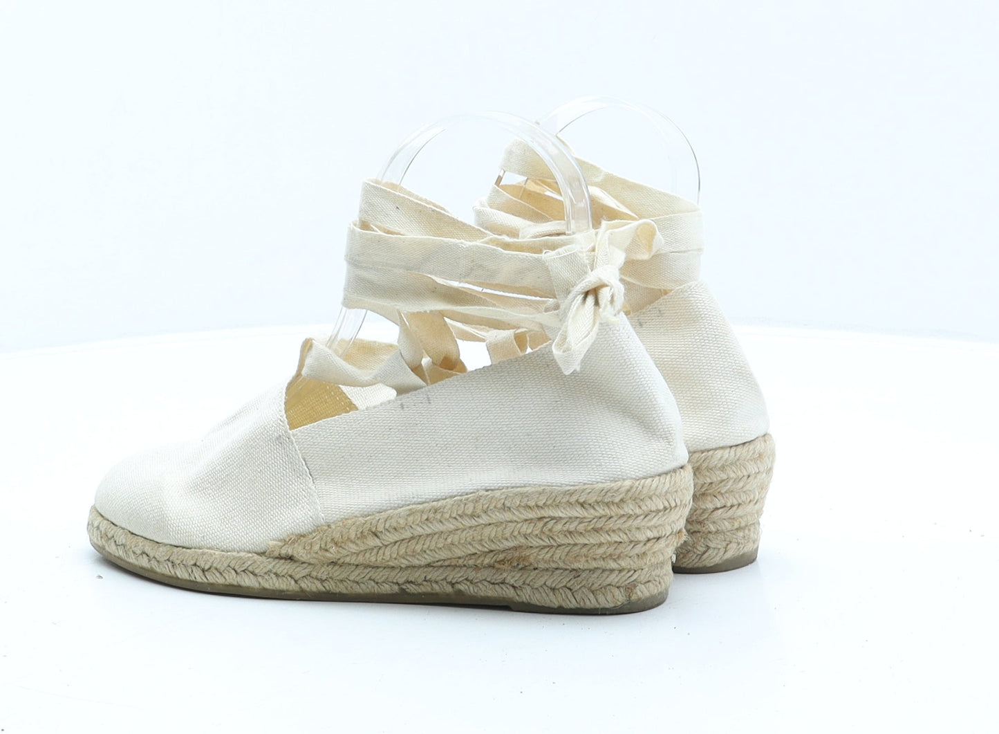 Preworn Womens Beige Fabric Strappy Heel UK 4 37