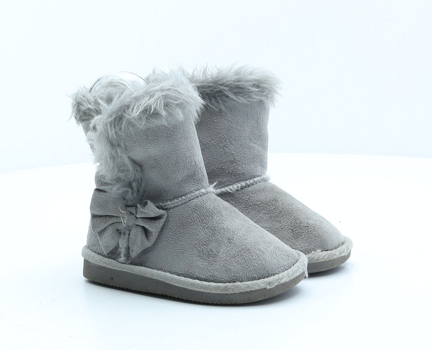 Preworn Girls Grey Synthetic Shearling Style Boot UK 7 24