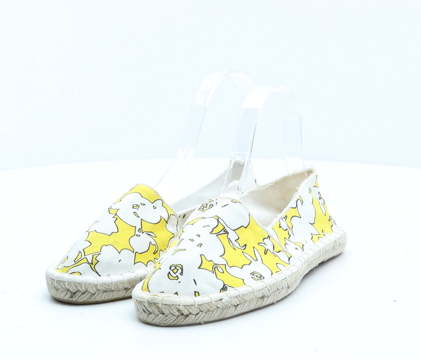 Preworn Womens Yellow Geometric Fabric Espadrille Casual UK 4 37