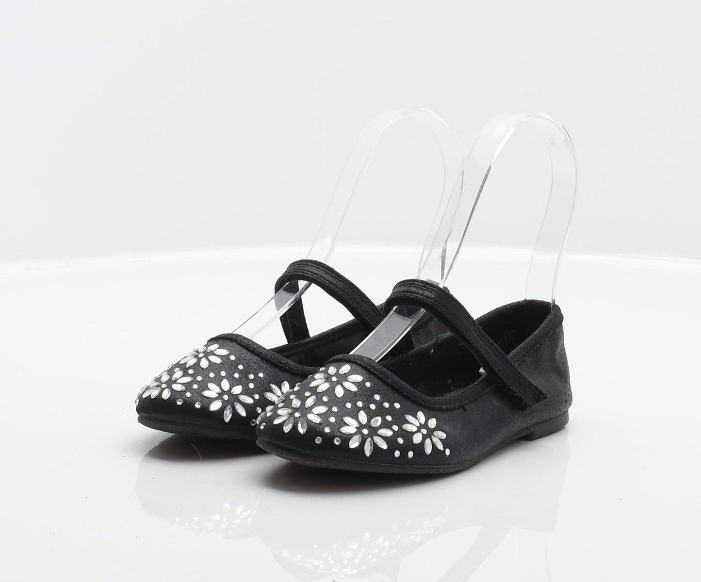 Walkright Girls Black Floral Polyester Mary Jane Flat UK 10