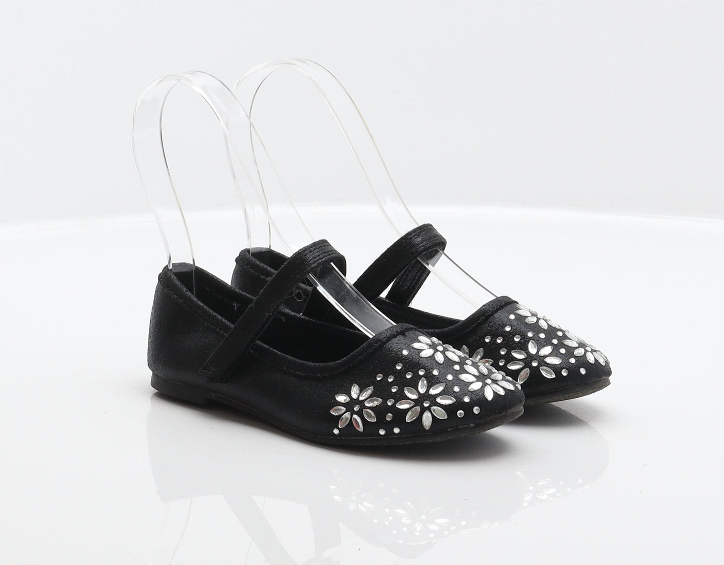 Walkright Girls Black Floral Polyester Mary Jane Flat UK 10
