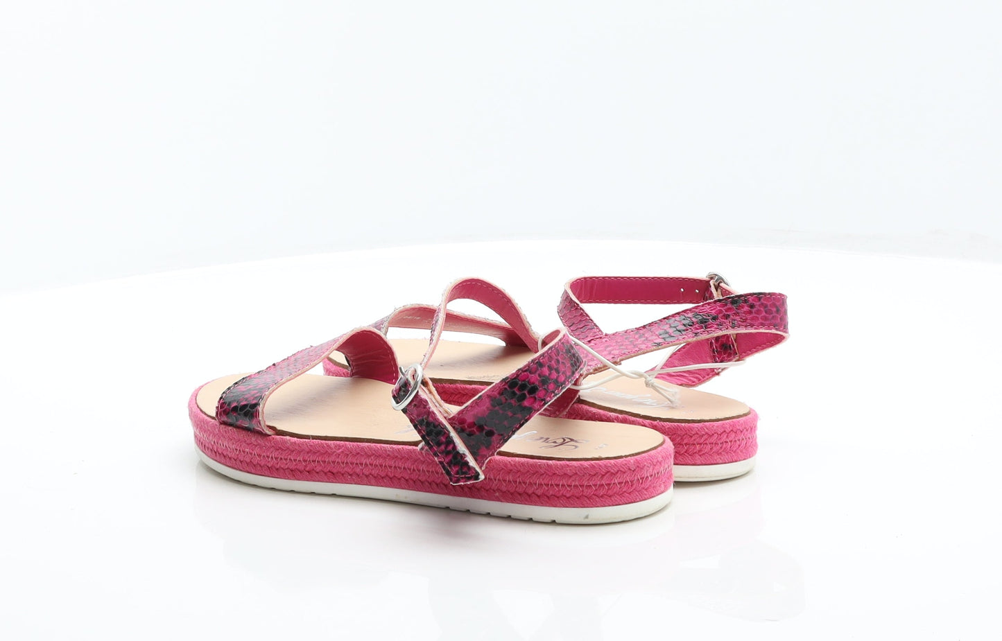 George Womens Pink Animal Print Leather Strappy Sandal UK 4 37 - Snake Print
