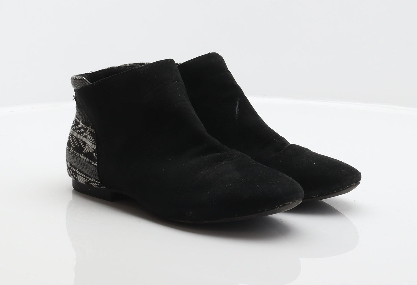 Atmosphere Womens Black Geometric Polyester Bootie Boot UK 4 37