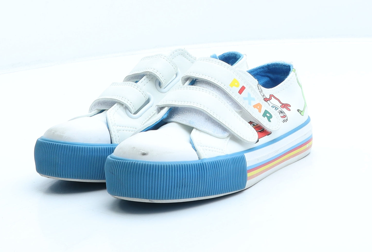 George Boys White Geometric Polyester Trainer UK 10 28 - Pixar