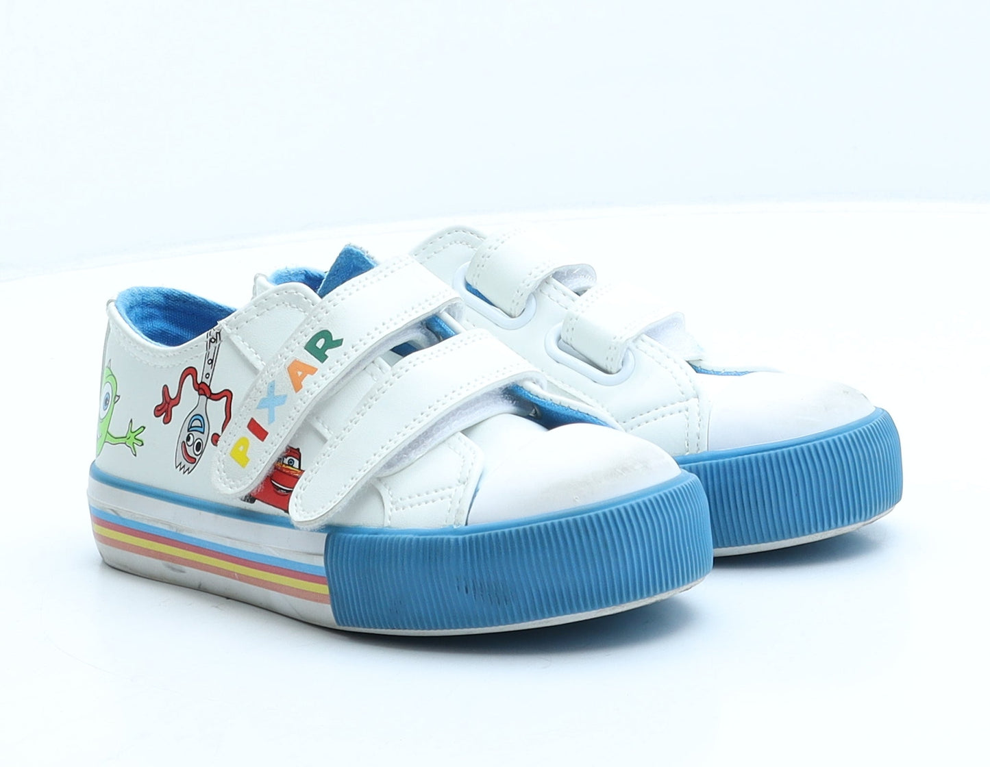 George Boys White Geometric Polyester Trainer UK 10 28 - Pixar