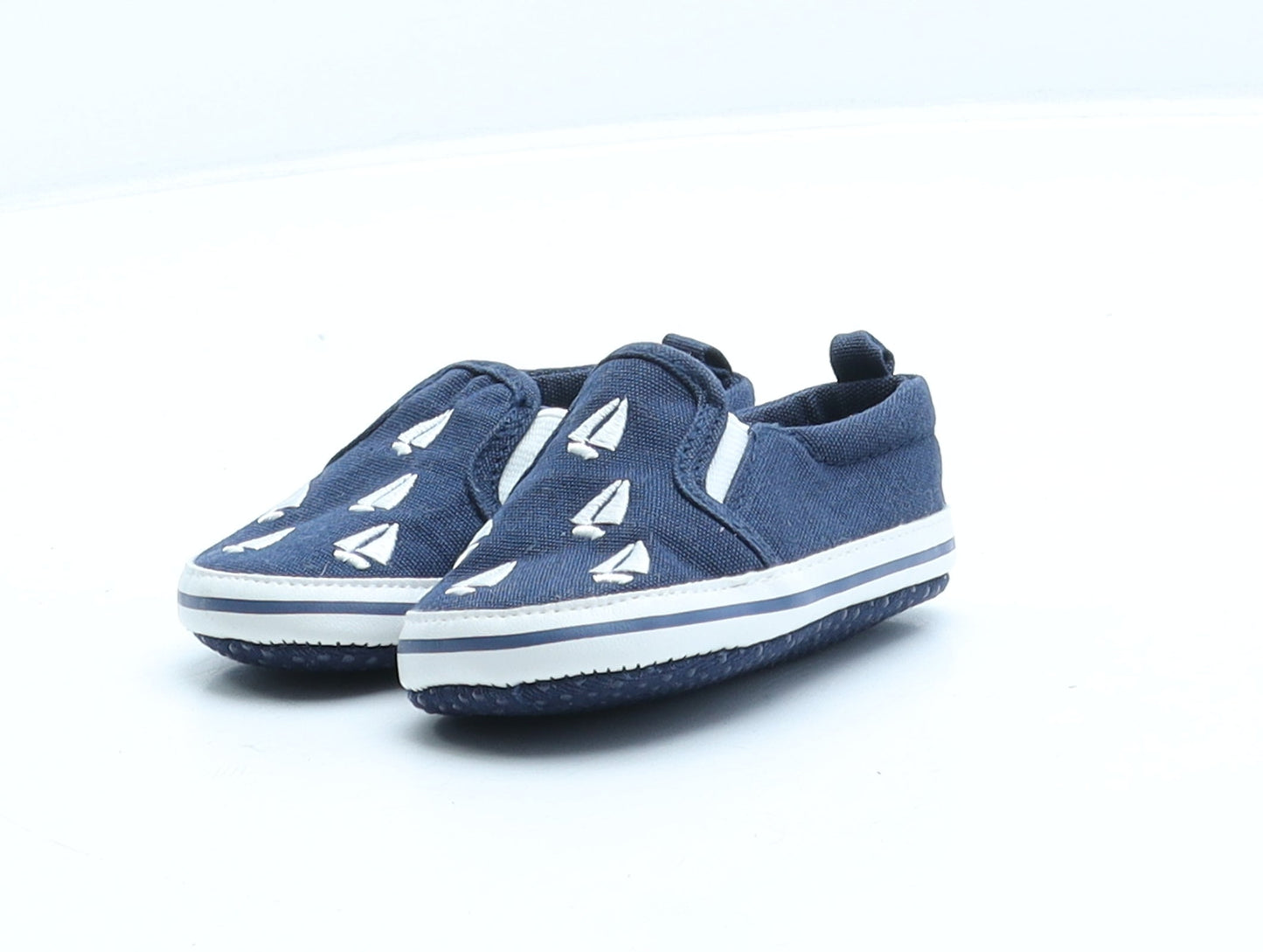F&F Boys Blue Geometric Fabric Flat UK 0-6 Months - Boats