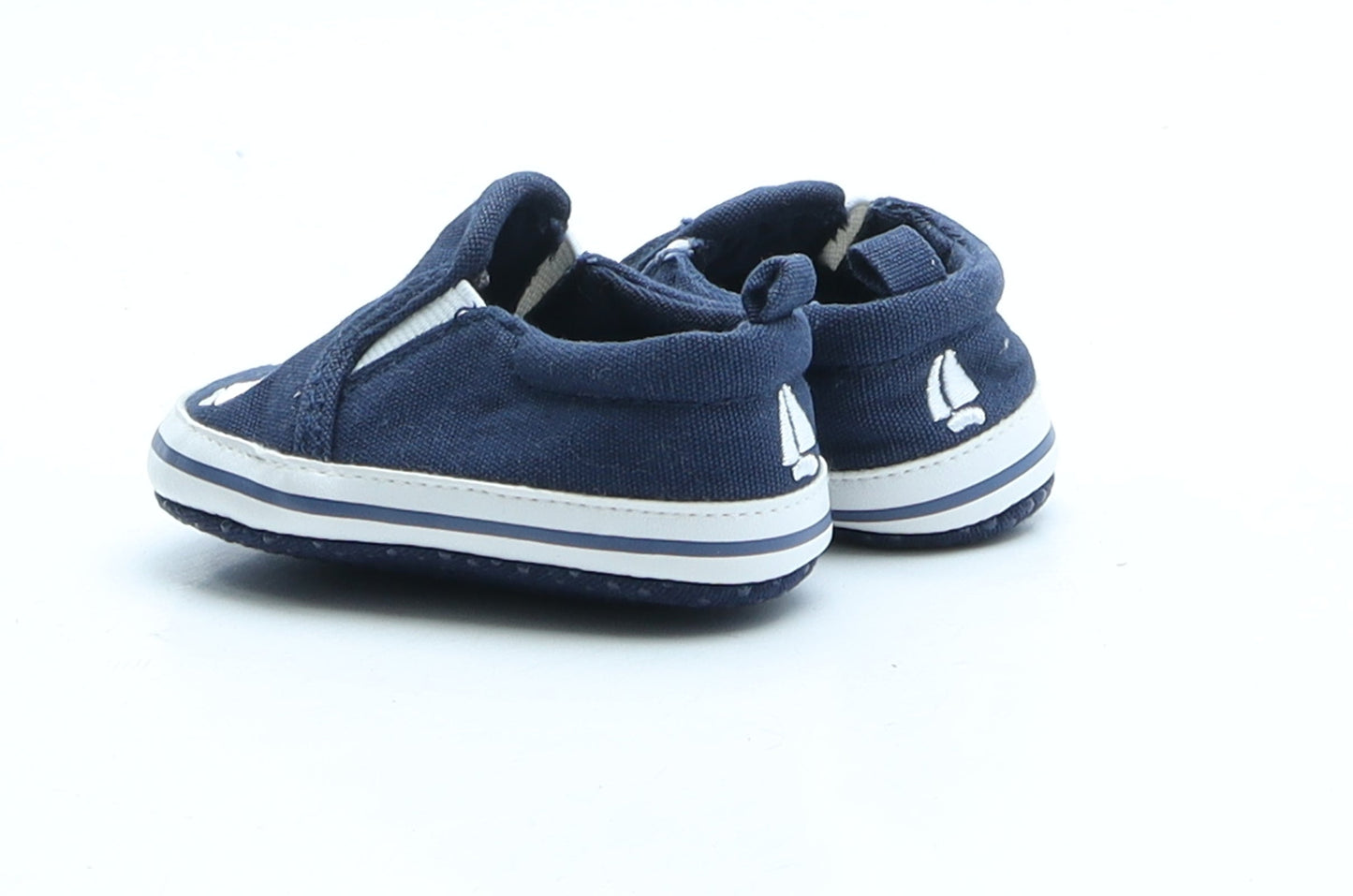 F&F Boys Blue Geometric Fabric Flat UK 0-6 Months - Boats