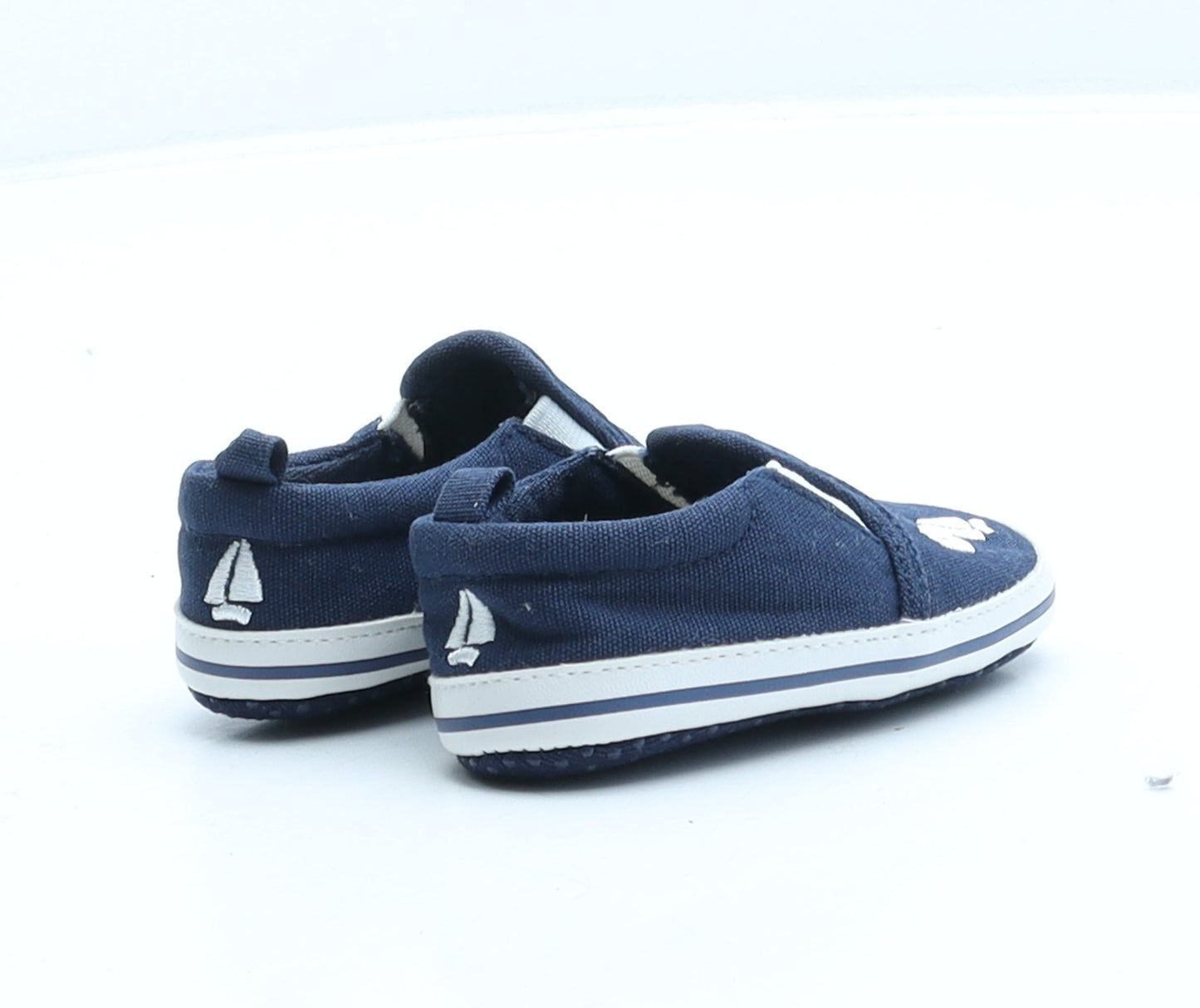 F&F Boys Blue Geometric Fabric Flat UK 0-6 Months - Boats