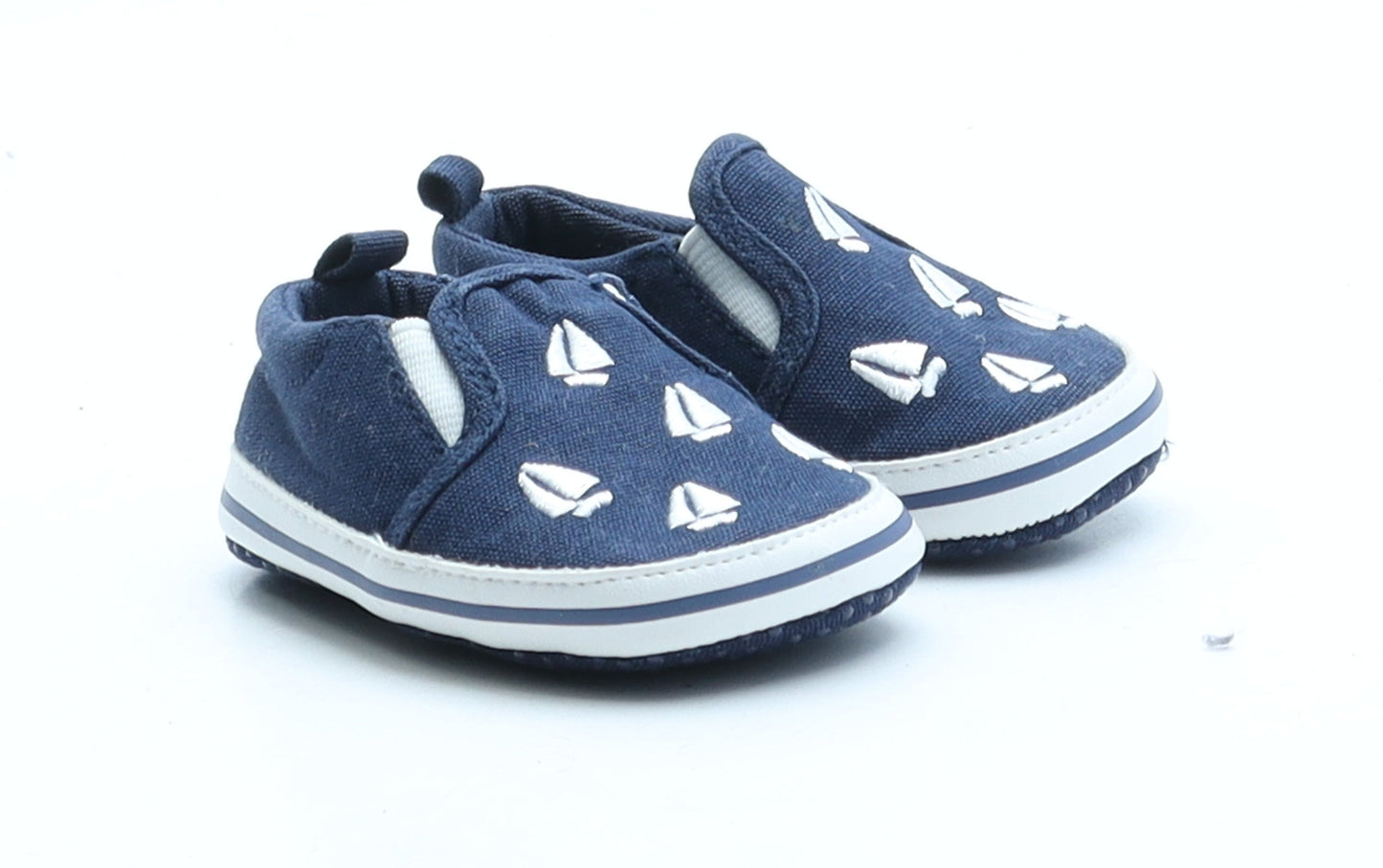 F&F Boys Blue Geometric Fabric Flat UK 0-6 Months - Boats