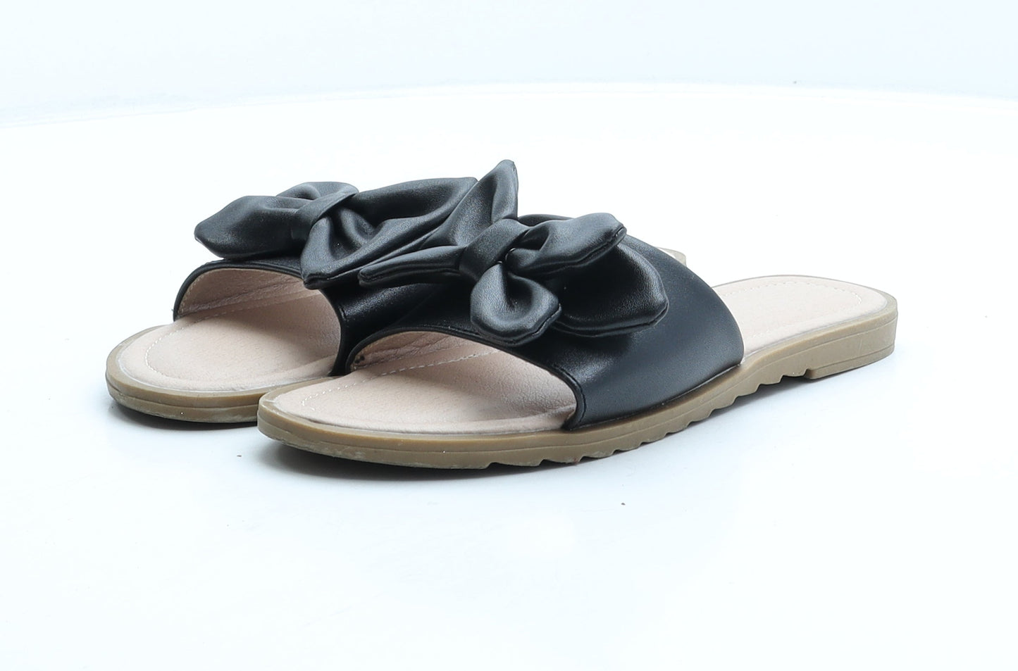 Preworn Womens Black Leather Slip On Sandal UK 3 36