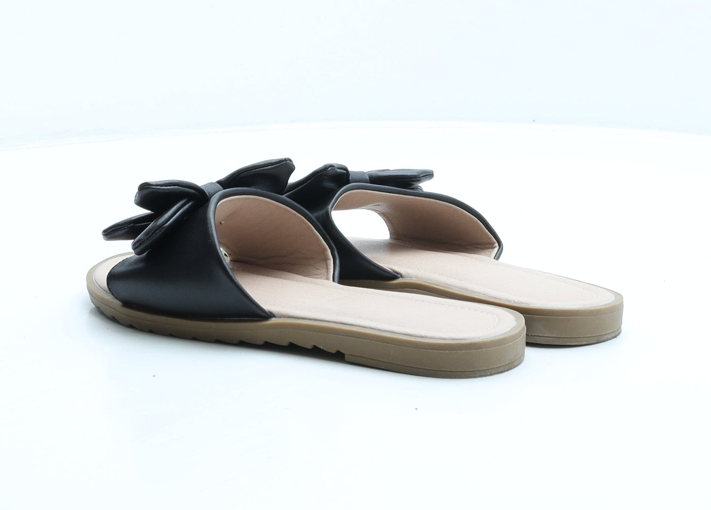Preworn Womens Black Leather Slip On Sandal UK 3 36