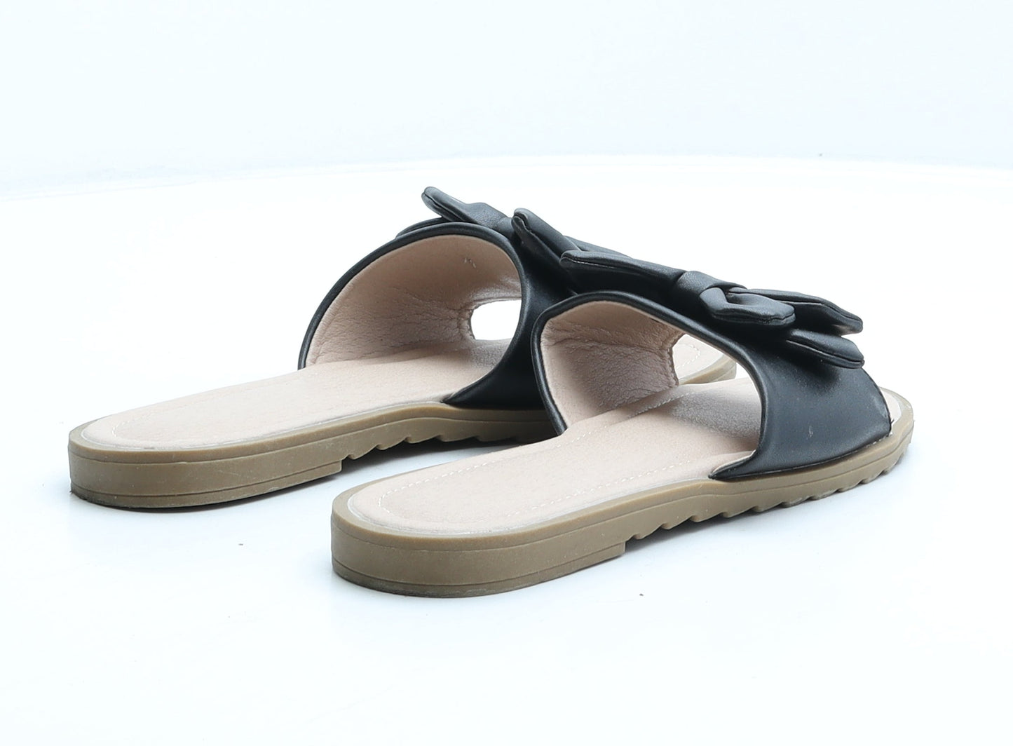 Preworn Womens Black Leather Slip On Sandal UK 3 36