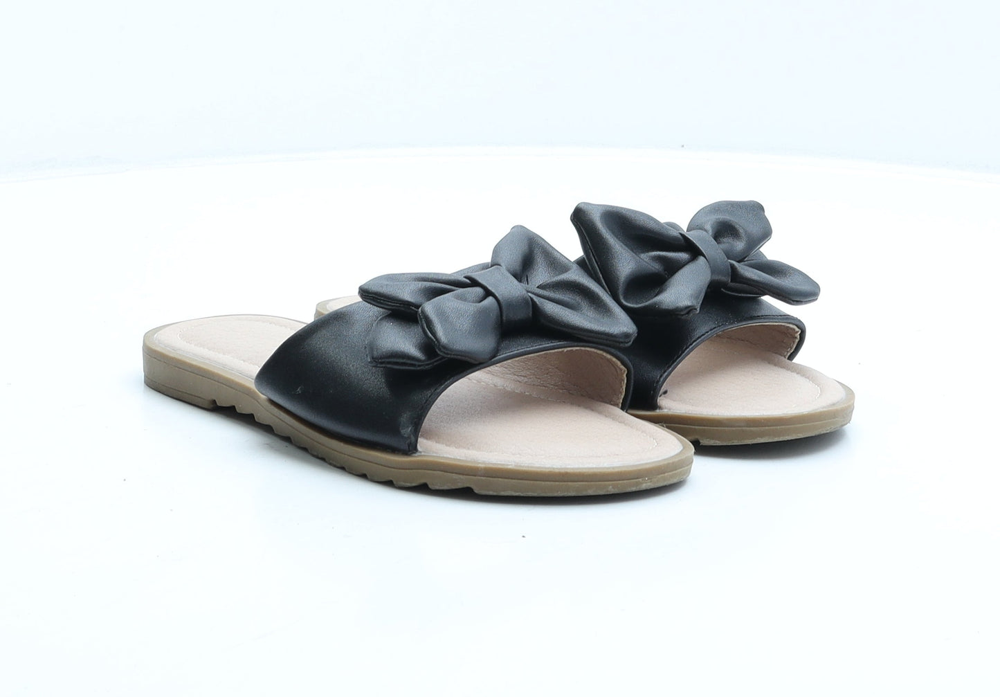 Preworn Womens Black Leather Slip On Sandal UK 3 36