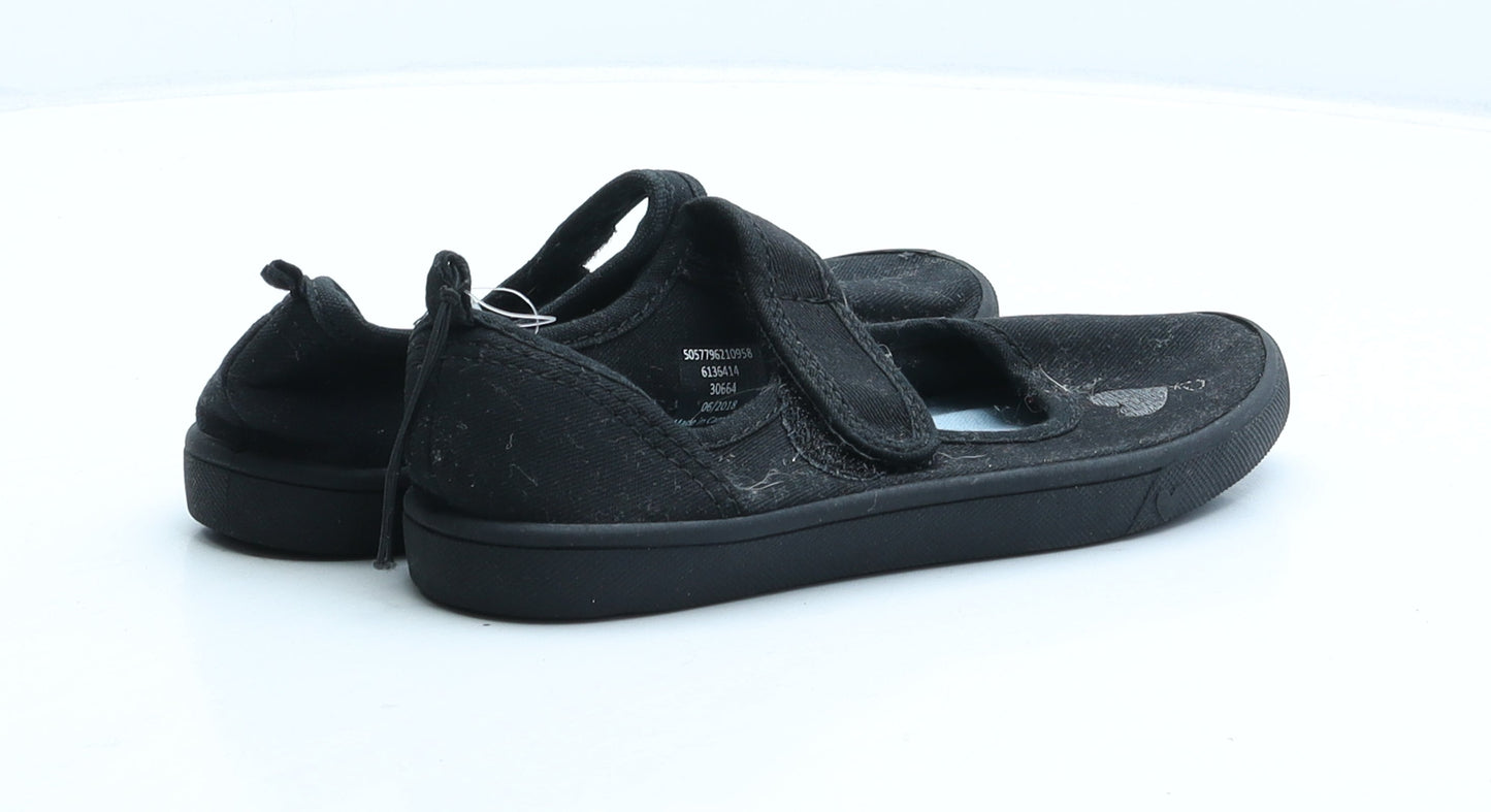 George Girls Black Fabric Mary Jane Casual UK 12 31 - School shoes