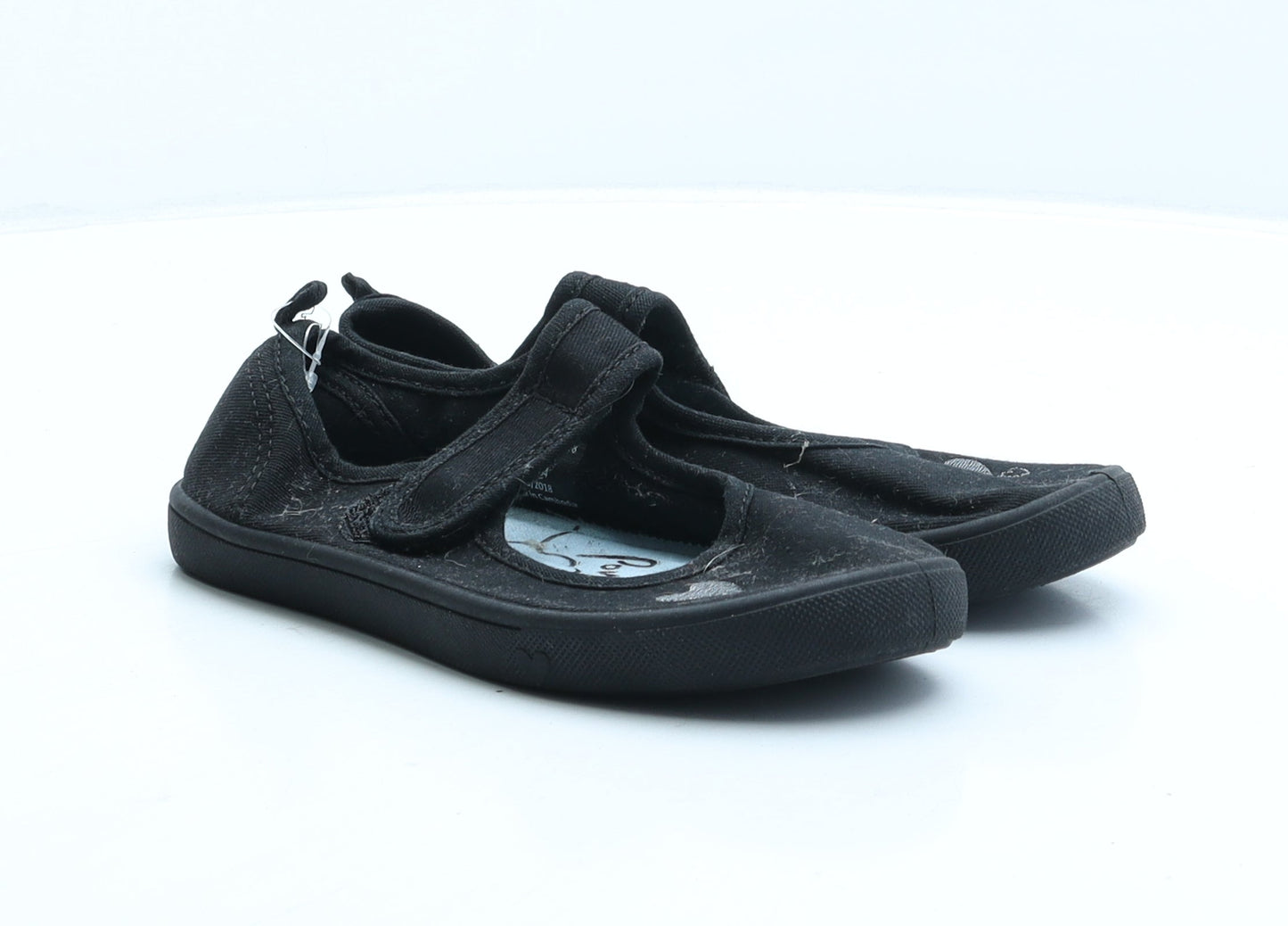 George Girls Black Fabric Mary Jane Casual UK 12 31 - School shoes