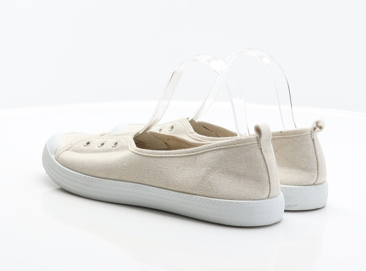 F&F Womens Beige Fabric Slip On Flat UK 7 41