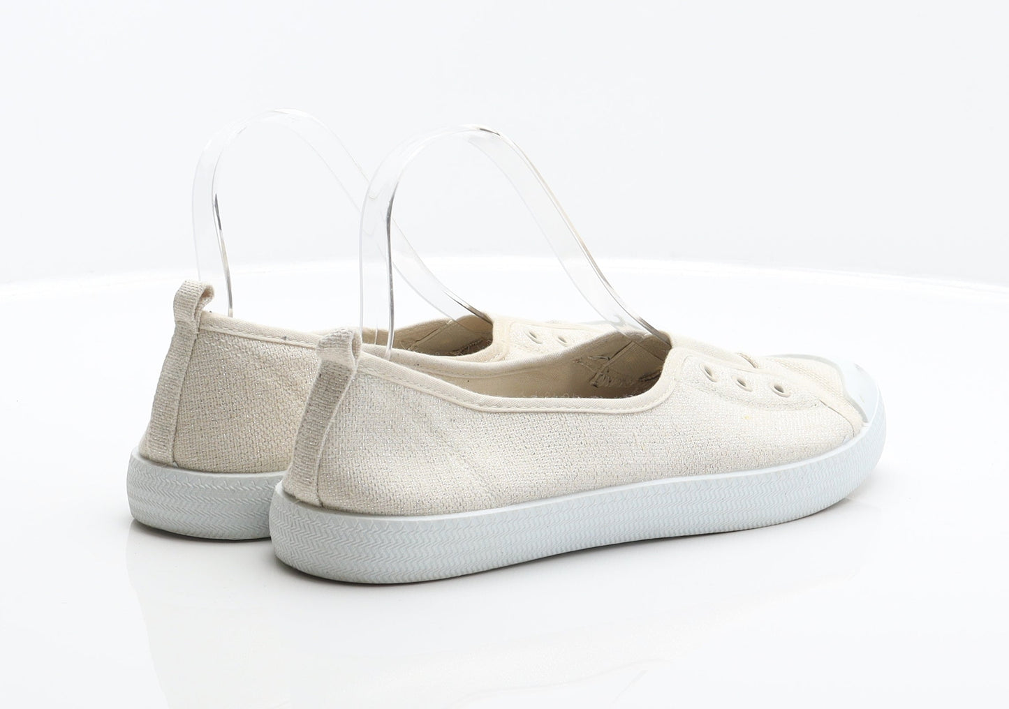 F&F Womens Beige Fabric Slip On Flat UK 7 41