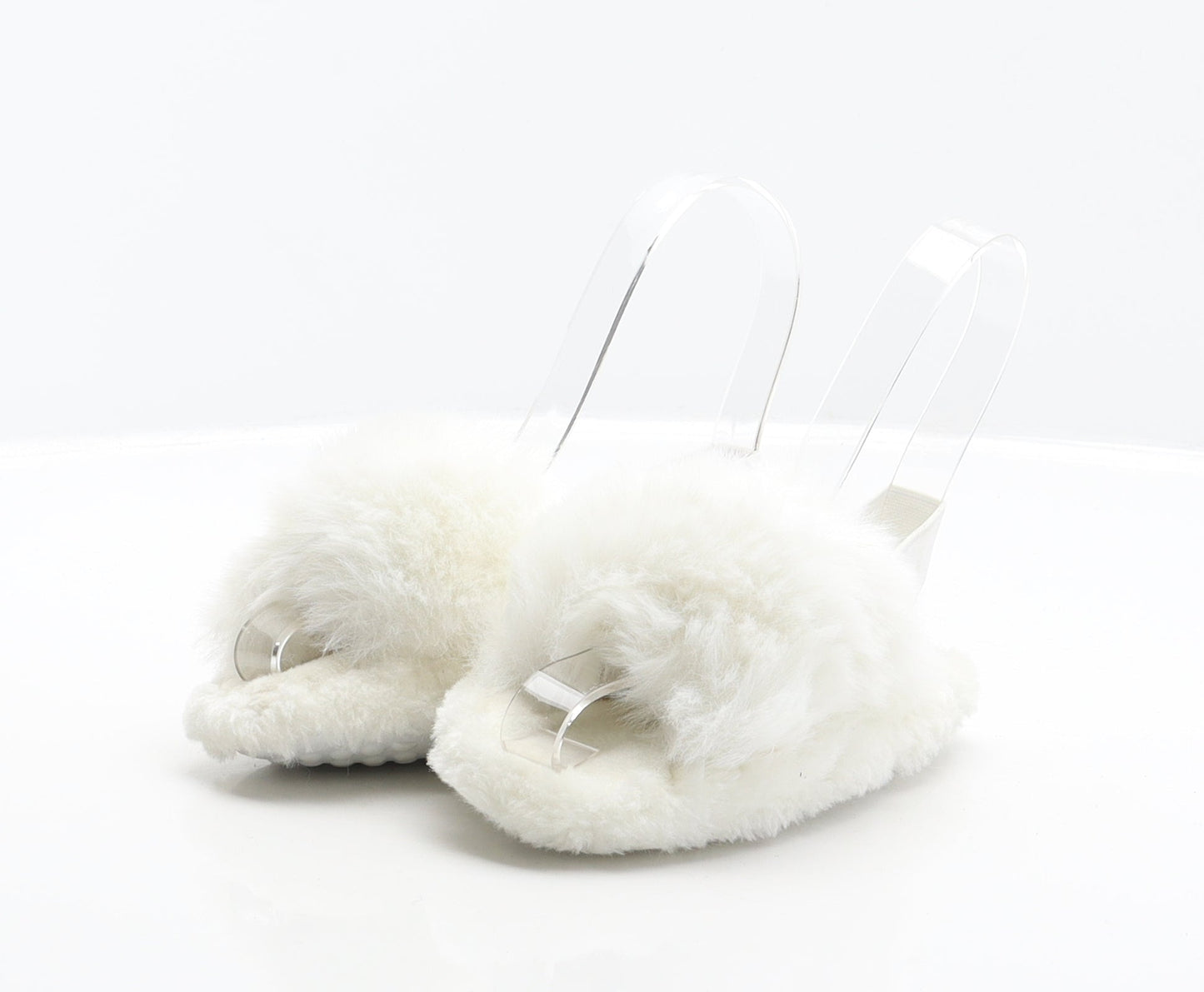 Preworn Girls White Polyester Slip On Slipper UK 8
