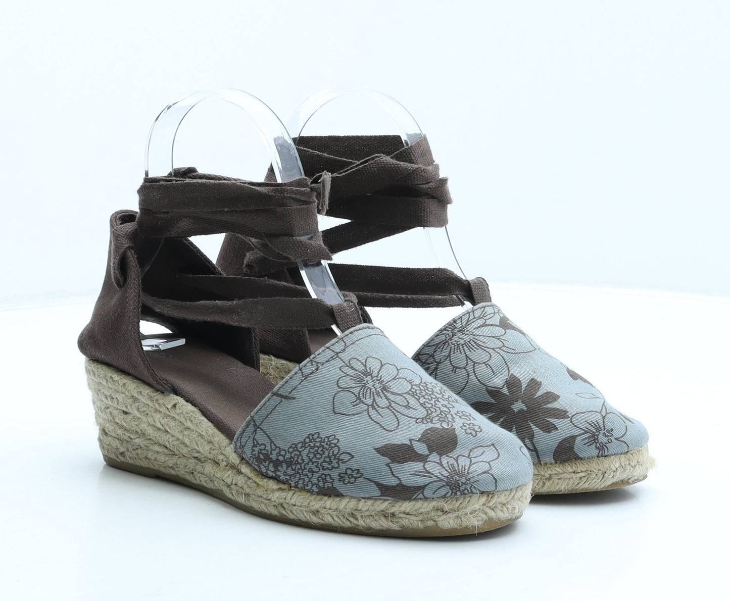 Preworn Womens Multicoloured Floral Fabric Espadrille Heel UK 4 37