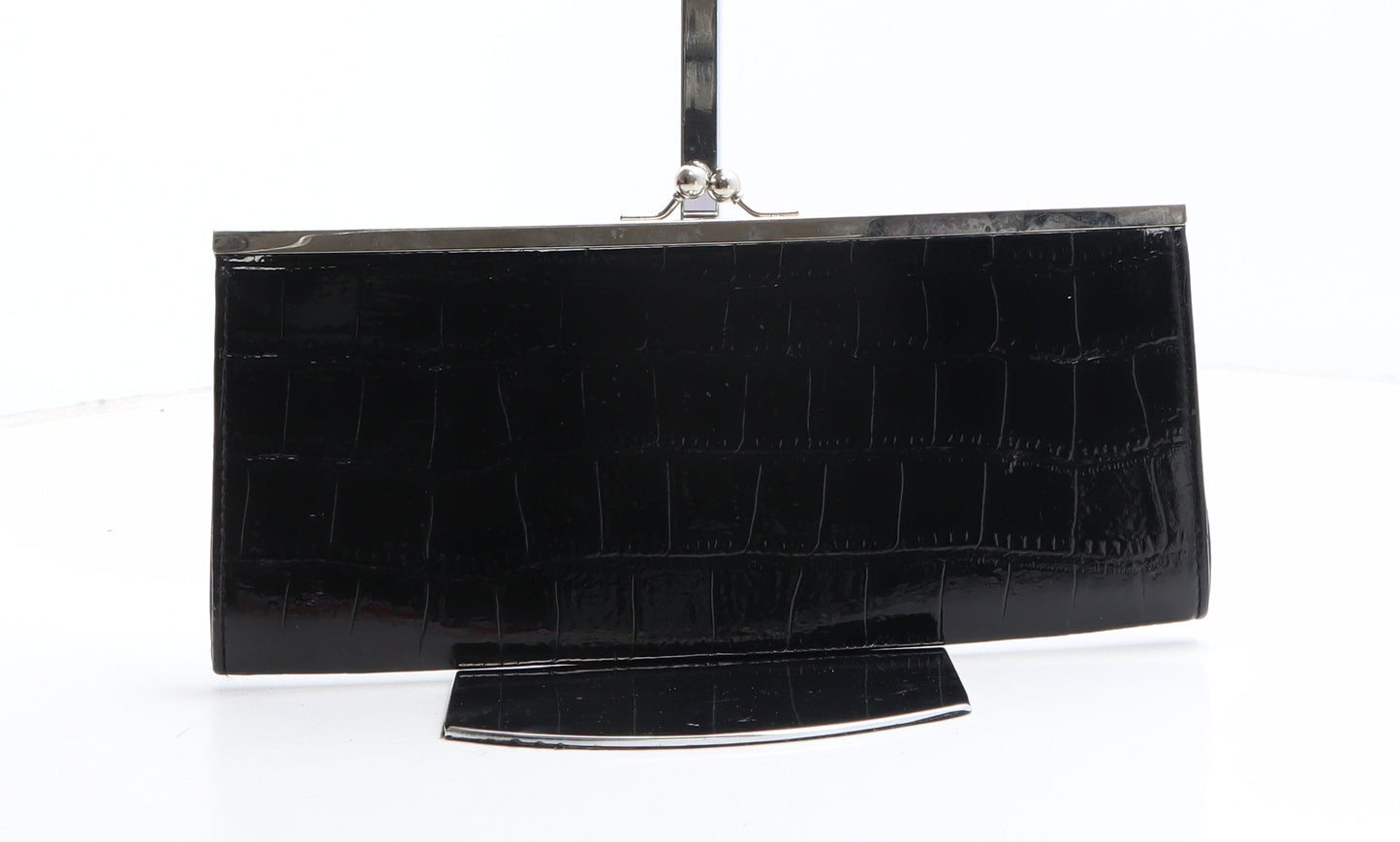 Atmosphere Womens Black Animal Print Polyethylene Clutch Size Small