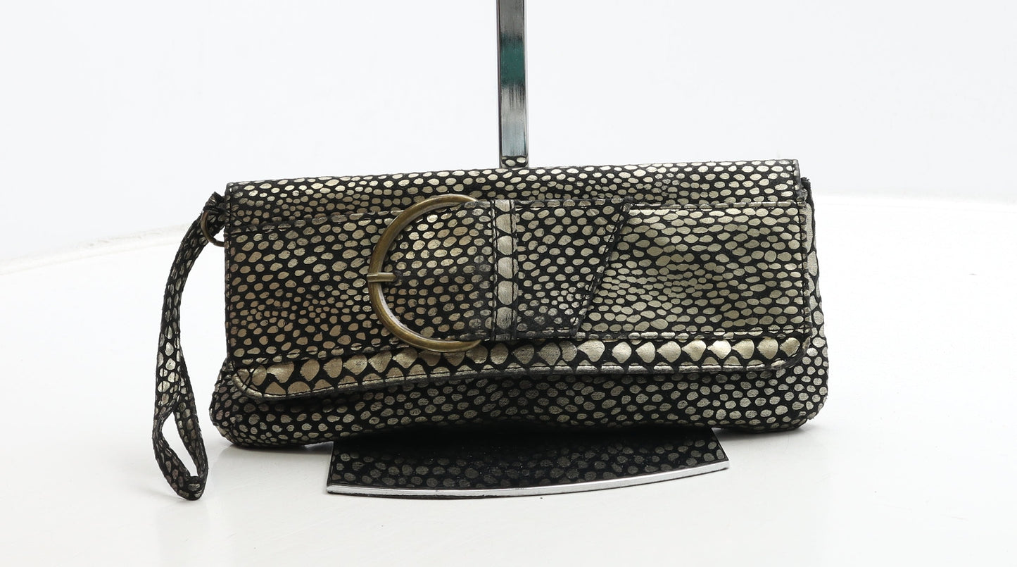 Preworn Womens Gold Geometric Polyester Clutch Size Small