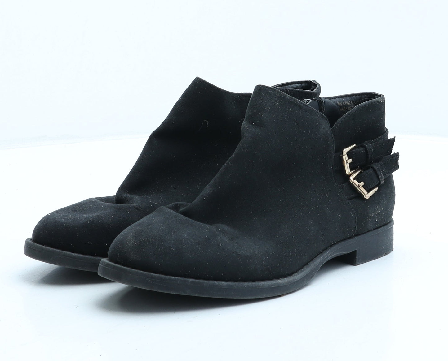 Preworn Womens Black Suede Biker Boot UK 4