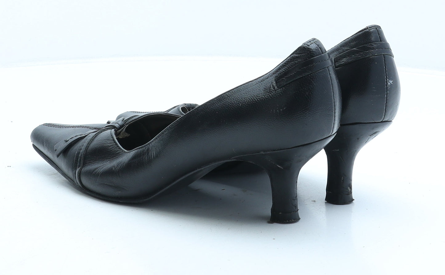 Preworn Womens Black Leather Court Heel UK 4.5 37.5