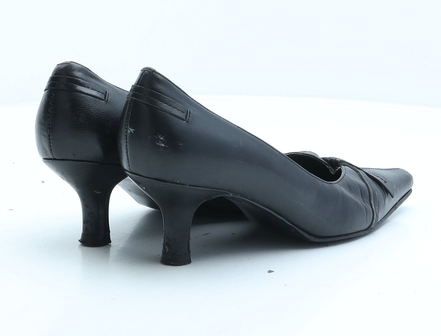 Preworn Womens Black Leather Court Heel UK 4.5 37.5