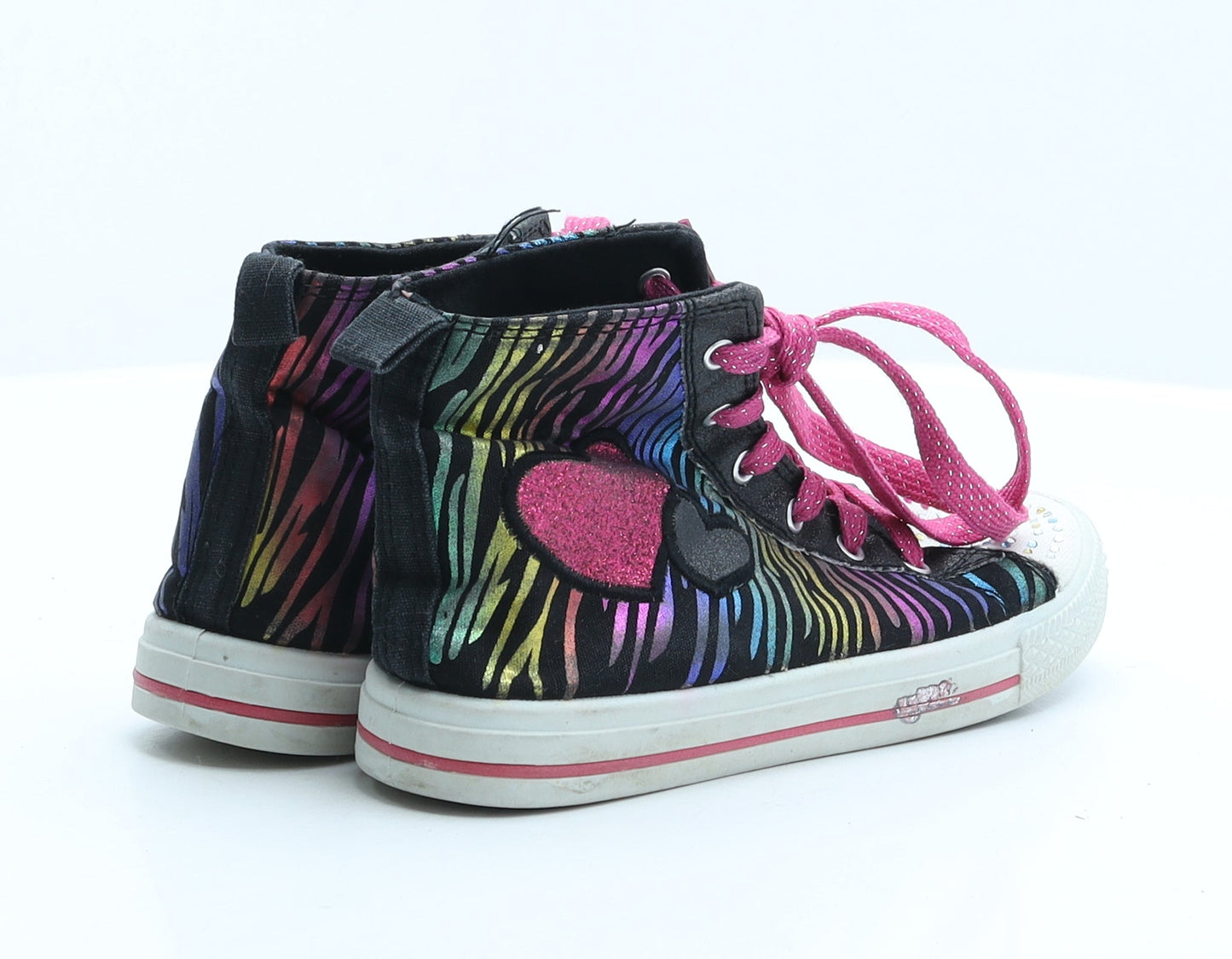 Preworn Girls Multicoloured Animal Print Fabric Trainer UK 2 - Tiger Print