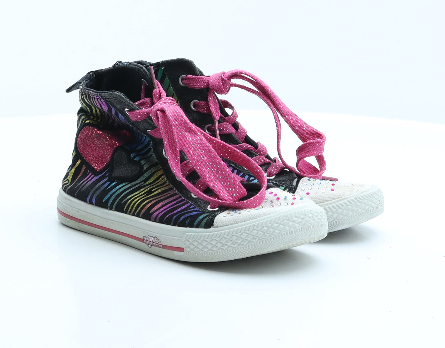 Preworn Girls Multicoloured Animal Print Fabric Trainer UK 2 - Tiger Print
