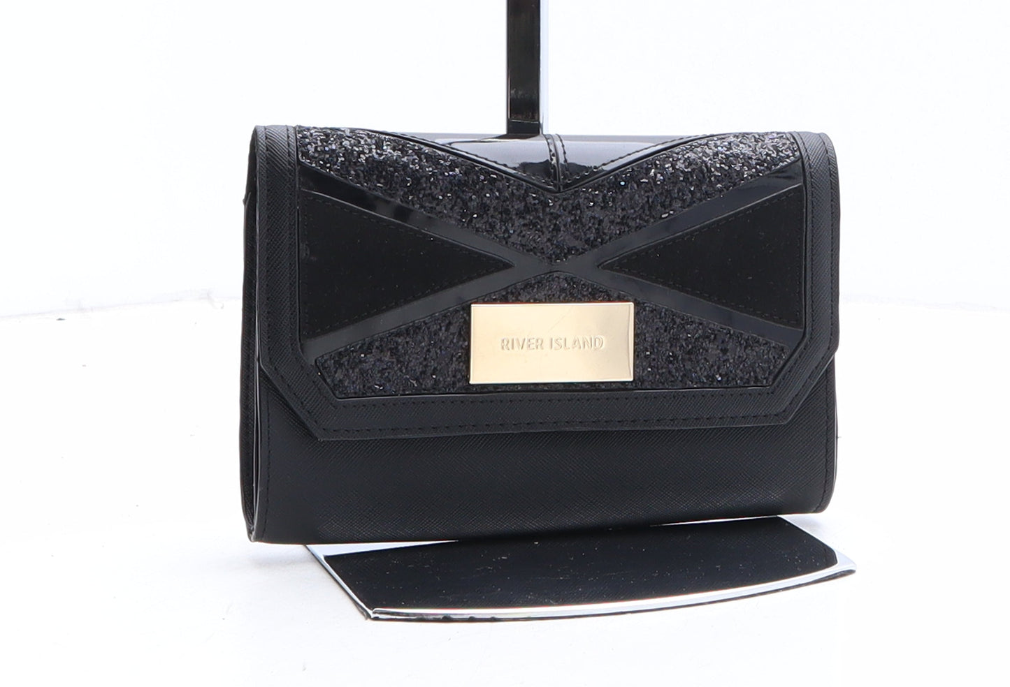 River Island Womens Black Polyethylene Clutch Size Medium