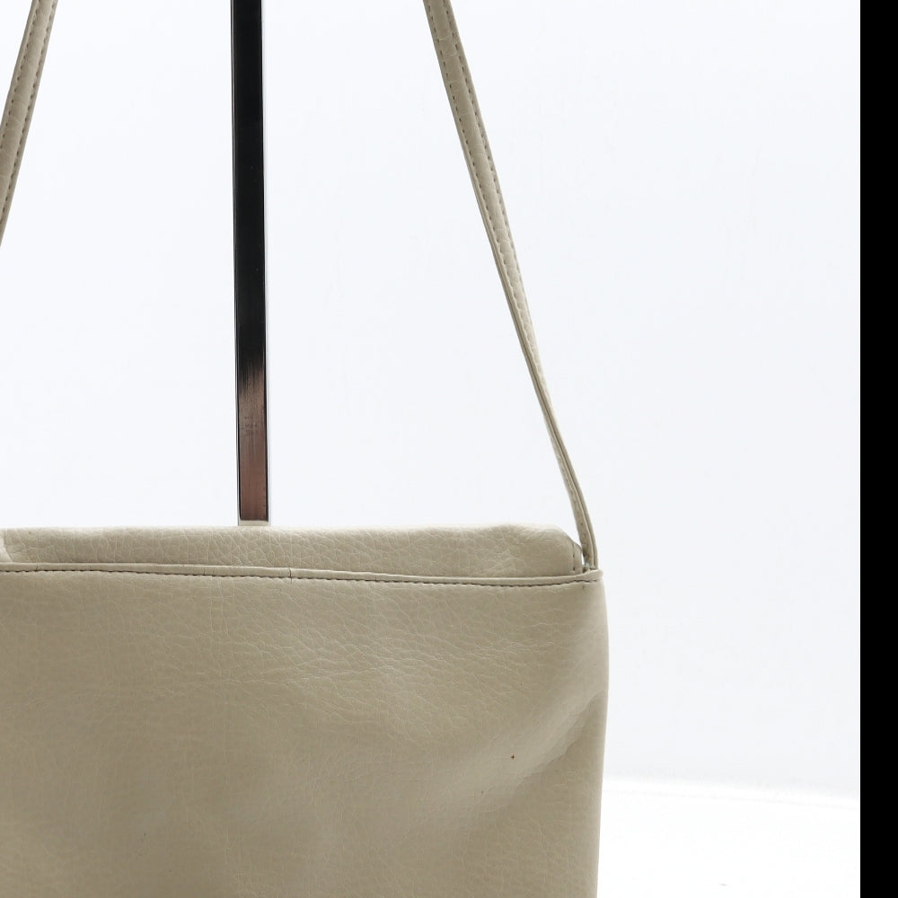 George Womens Beige Colorblock Polyurethane Crossbody Size Small