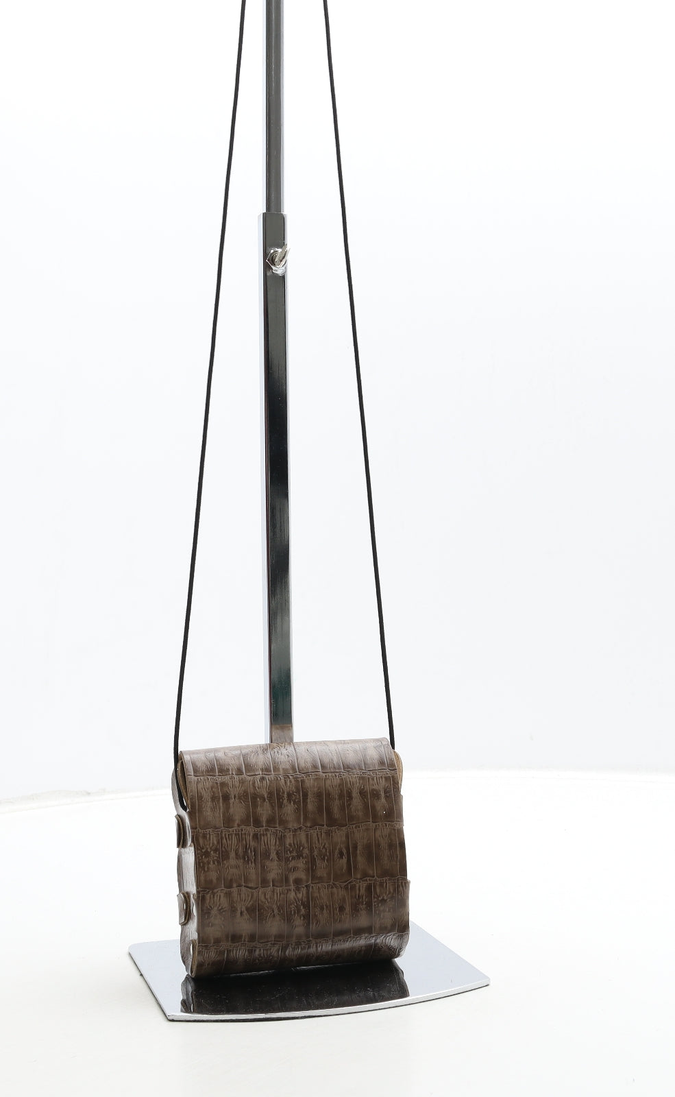 Preworn Womens Brown Polyurethane Crossbody Size Small - Croc Texture