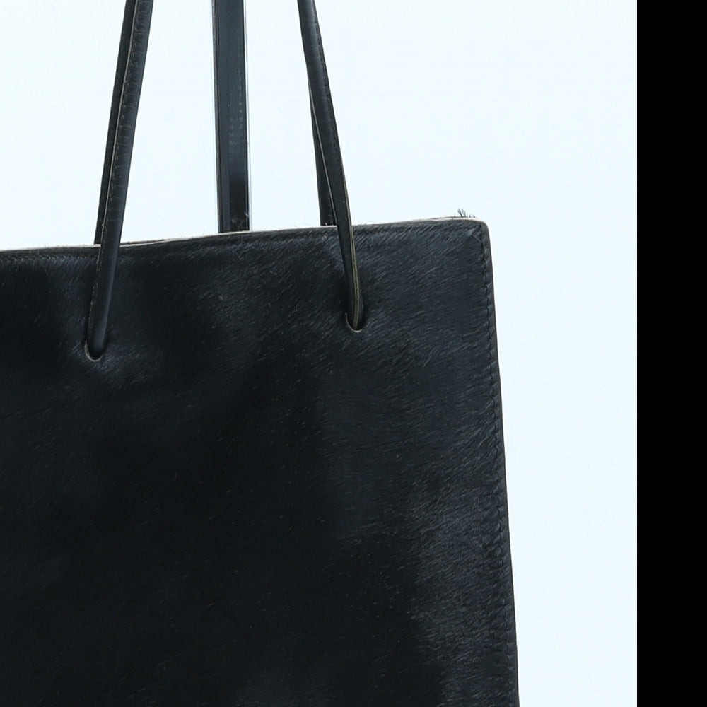 Preworn Womens Black Faux Fur Top Handle Bag Size Small
