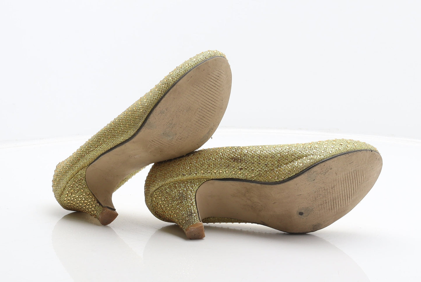 Preworn Womens Gold Synthetic Court Heel UK 2.5 35