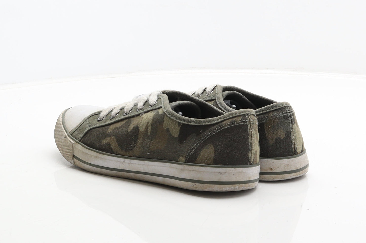 George Boys Green Camouflage Fabric Trainer UK 4
