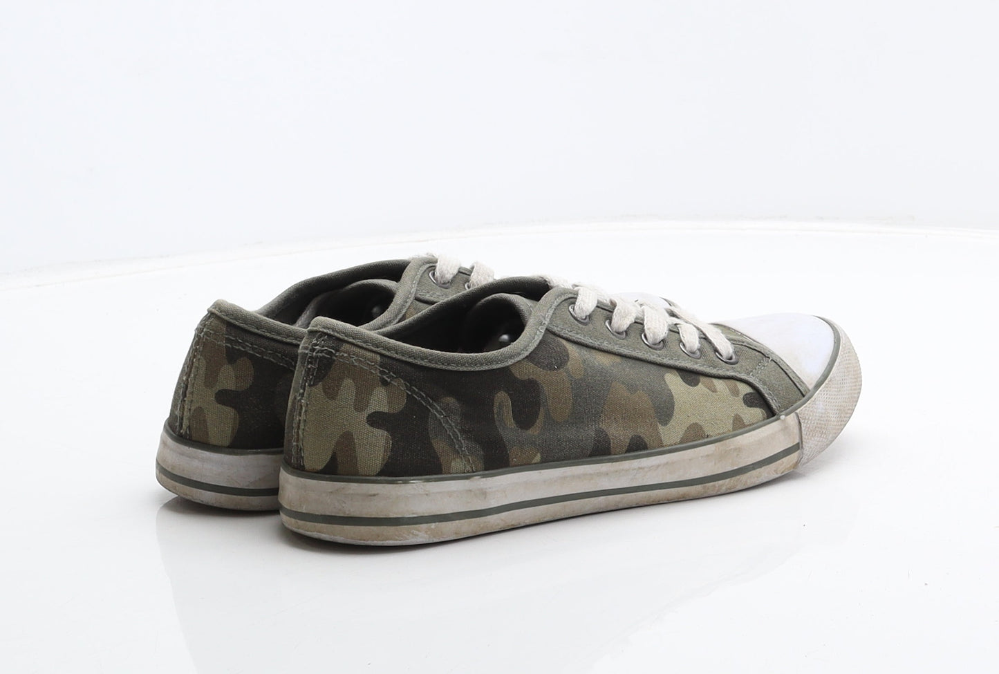 George Boys Green Camouflage Fabric Trainer UK 4