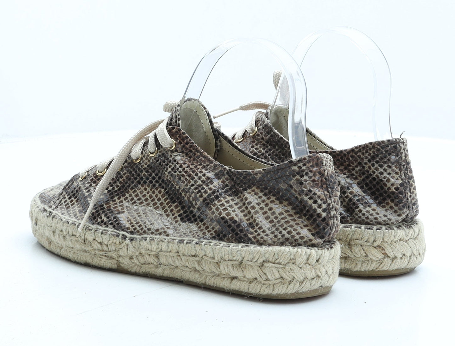 Preworn Womens Green Animal Print Synthetic Trainer UK 6 39 - Snake Print