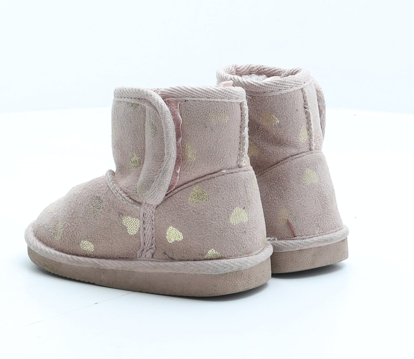 Preworn Girls Pink Geometric Synthetic Shearling Style Boot UK 5 22 - Stars