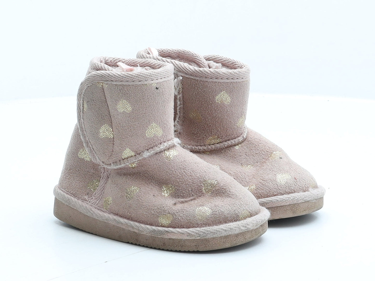 Preworn Girls Pink Geometric Synthetic Shearling Style Boot UK 5 22 - Stars